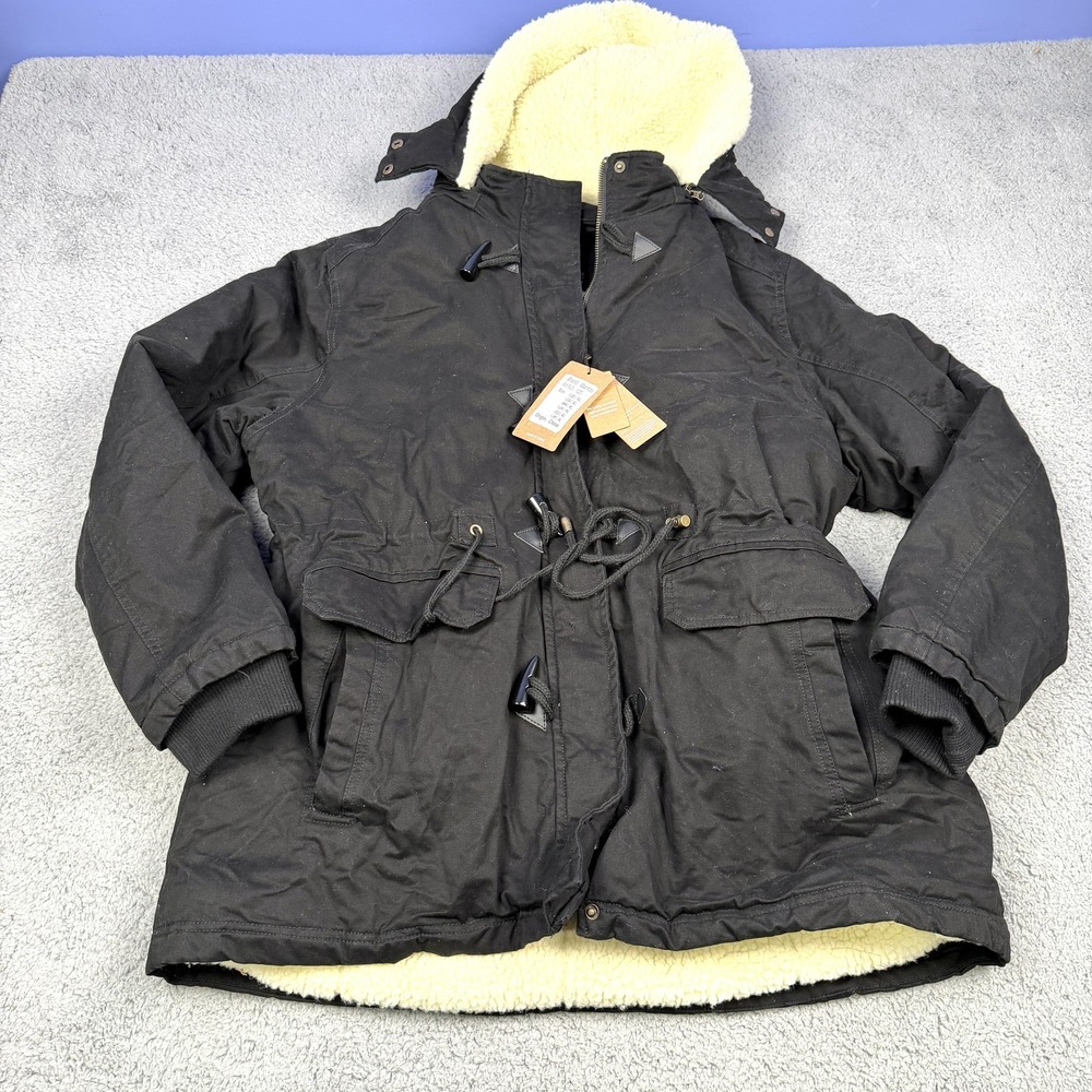 Wantdo Jacket‎ Mens XL Black Hooded Sherpa Lined Parka Duffle Toggle Pockets